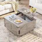 Jocoevol Farmhouse Lift Top Coffee Table, Square Wood Center Table - Image 6