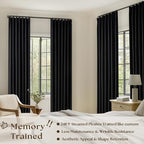 Black Linen 100% Black Out 120 Inch Curtains - Image 2