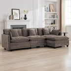 111'' Sectional Cloud Deep Seat Couch, Modern Comfy Chenille L Shaped Sectional by WUTUTUEE