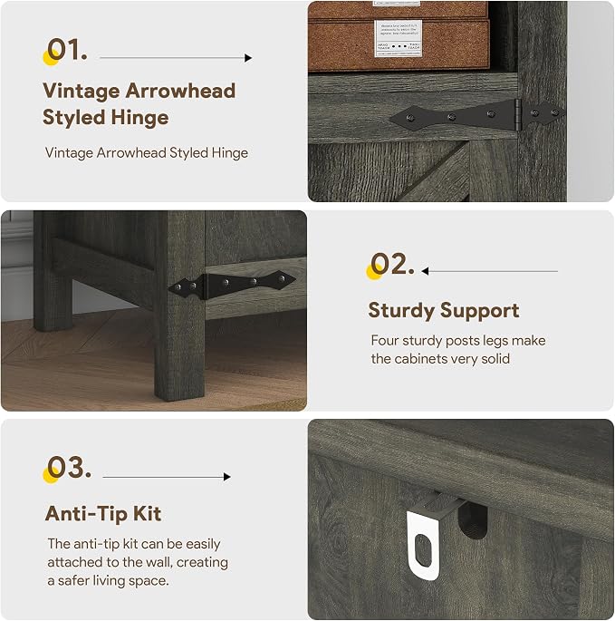 knoworld Buffet Sideboard with Storage Farmhouse with 4 Doors, Dining Room - Image 8