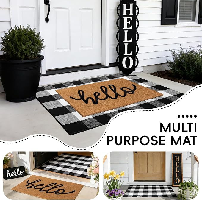 2 Pcs Welcome Door Mat Set, Layered Hello Coir Doormat - Image 6