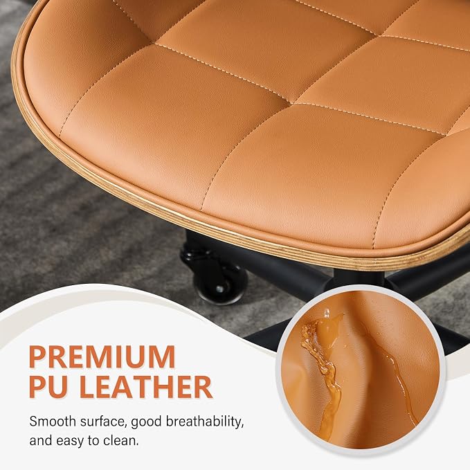 Home Office Desk Chair with Wheels, Adjustable Height Armless Office Chair - Image 5