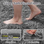 6x9 Fluffy Shag Area Rugs for Living Room Bedroom: Soft Carpet Light Gray | - Image 5