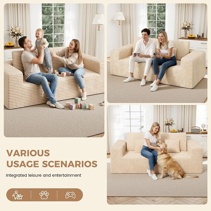 Luxanimarion 80'' Modern Cloud Loveseat Sofa, No Assembly Required Deep Seat - Image 6