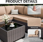 ALAULM 12 Pieces Outdoor Patio Furniture Set Sectional Sofa Sets Brown PE - Image 4