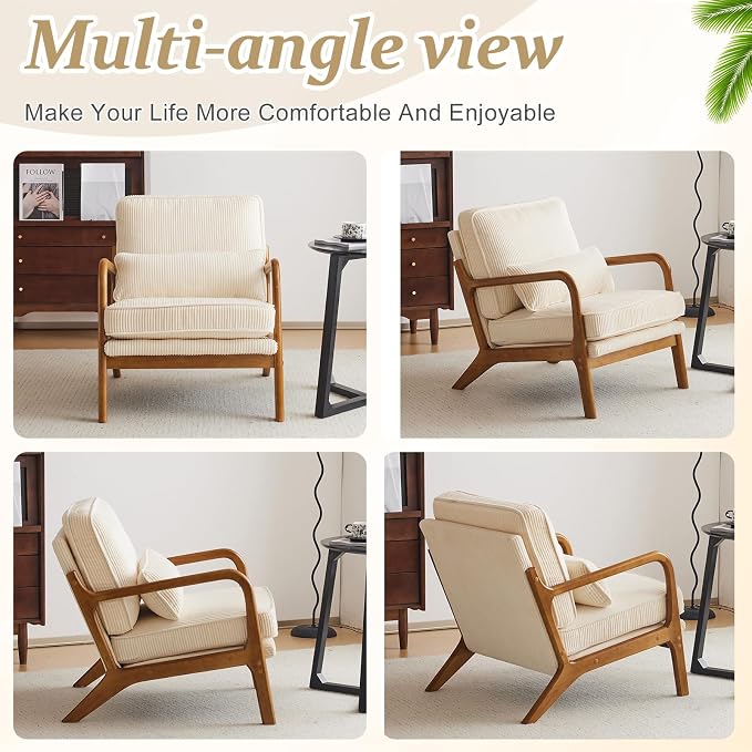 VINGLI Upgraded Premium Corduroy Accent Chair, Upholstered Arm Chair, Solid - Image 8