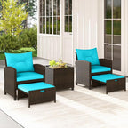 Tangkula 5 Pieces Patio Conversation Set, PE Wicker Outdoor Furniture Set - Image 9