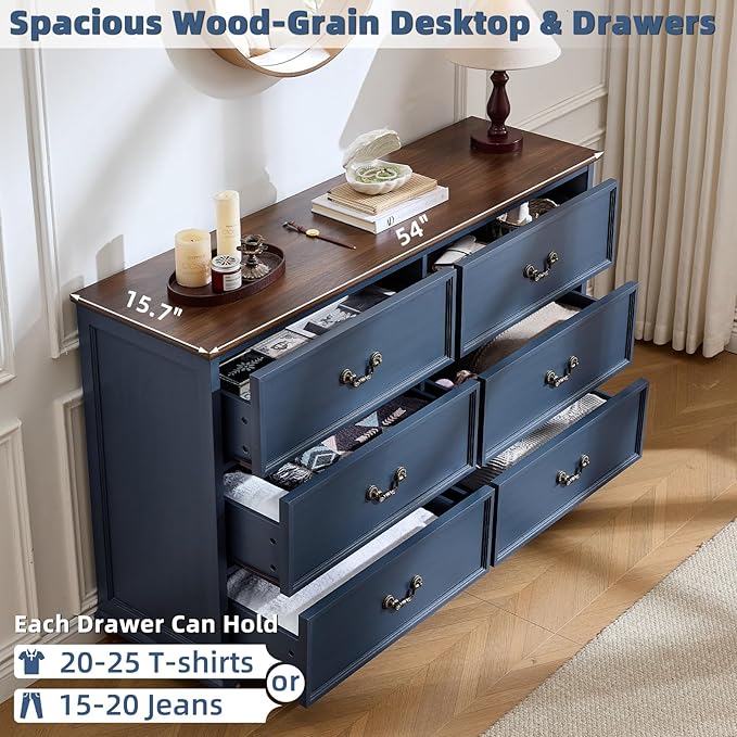 Joaxswe Farmhouse 6 Drawers Dresser - Image 3