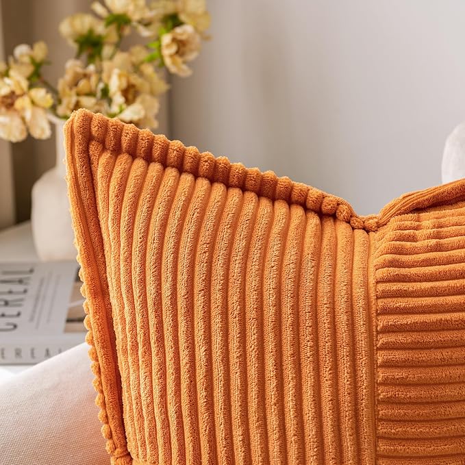 MIULEE Fall Burnt Orange Decorative Throw Pillow Covers 20x20 Inch 2 Pack | - Image 2