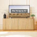 64" Fluted TV Stand for TVs up to 75 inch, Modern Entertainment Center - Image 6