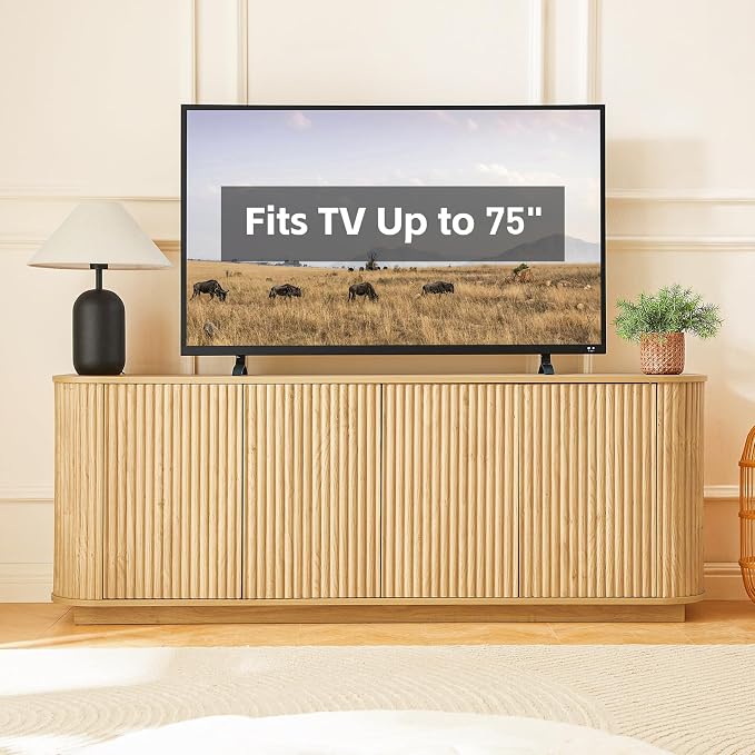 Fluted TV Stand for TVs Up to 75 Inch, Mid Century Modern TV Console for Living - Image 6