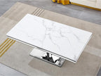 Henf 47" Modern White Faux Marble Coffee Table - Image 5