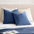 MIULEE Navy Blue Chenille Couch Throw Pillow Covers, 16x16 | Set of 2, Soft - Image 4