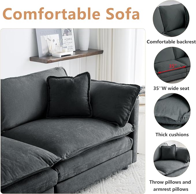 mikibama Luxury 3 Piece Sofa Set, 2 Pieces of Single Sofa and 1 Piece of 3 - Image 3