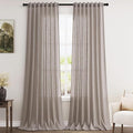 Brownish Grey Linen Curtains for Living Room 105 Inches Long Back Tab Light by Nanspring