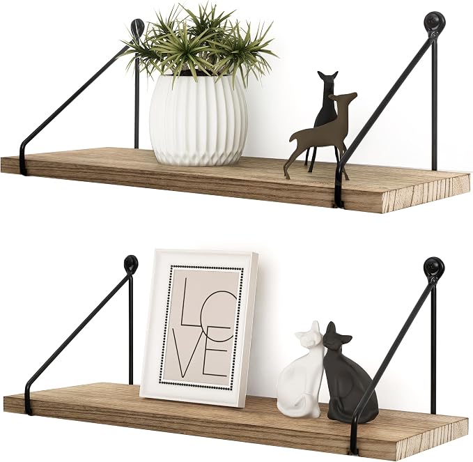 Afuly Floating Wall Shelves Rustic Wall Mounted Hanging Shelf Farmhouse Wall by Afuly