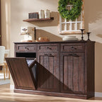 IFGET Triple Tilt Out Trash Can Cabinet, 20 Gallon Farmhouse Laundry Hamper by IFGETEnrichYourLivingSpace