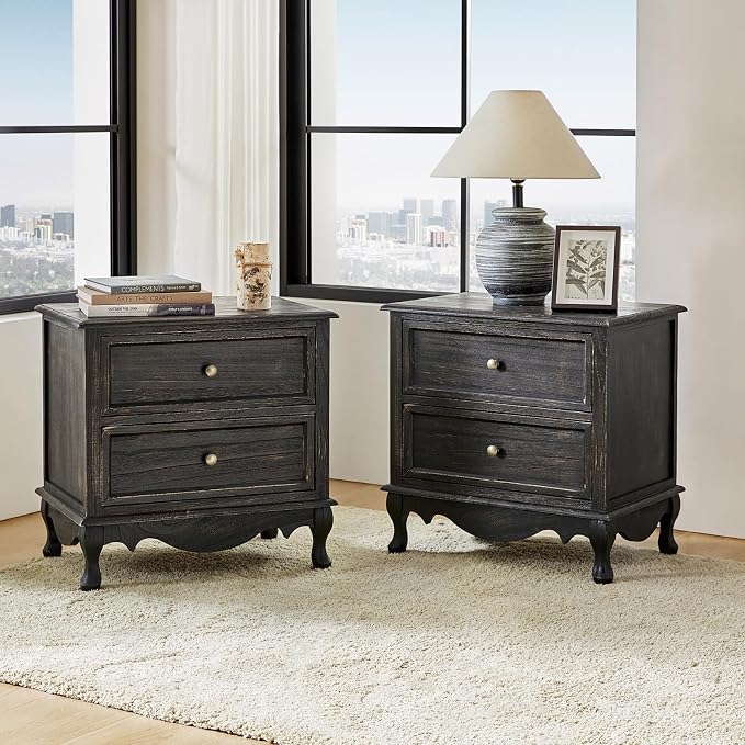 HULALA HOME Solid Wood End Tables Set of 2 by HULALAHOME