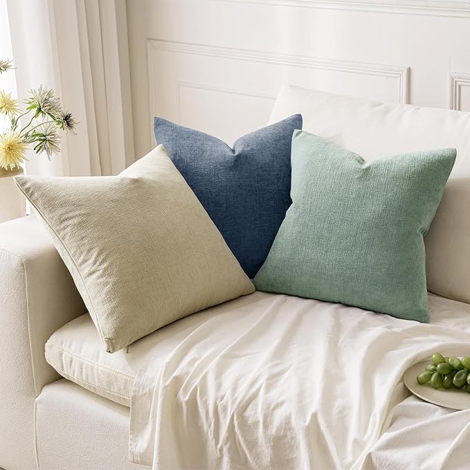 MIULEE Ivory Chenille Couch Throw Pillow Covers, 20x20 | Set of 2, Soft Neutral - Image 5