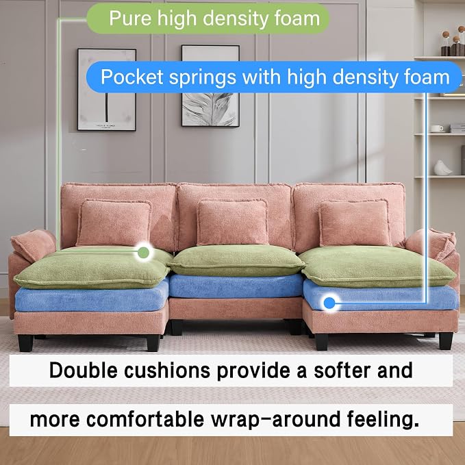 Oprisen 120" Modular Sectional Sofa, Comfy Cloud Couch Sectional Sofa - Image 3