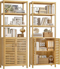 HIFIT 2 Set Tall Shelf Unit Bamboo Storage Cabinet by HIFIT