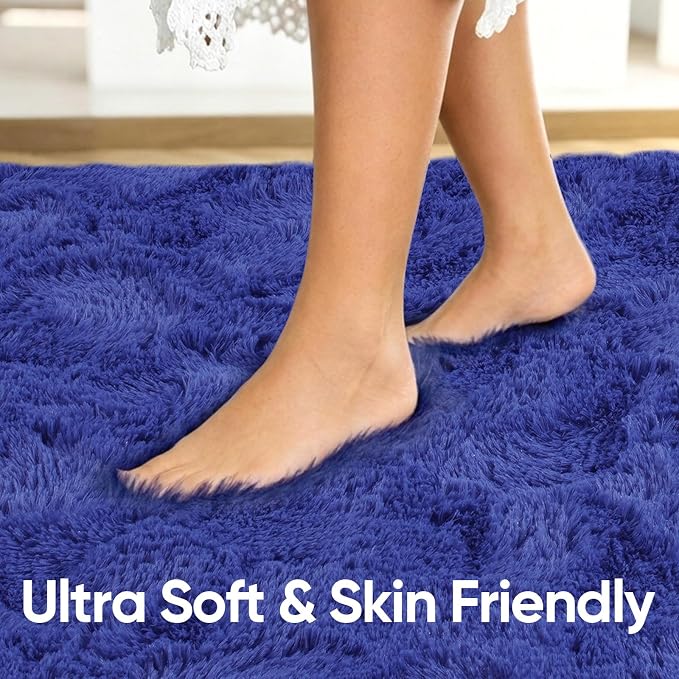 3x5 Royal Blue Fluffy Soft Area Rug Non-Slip - Image 5