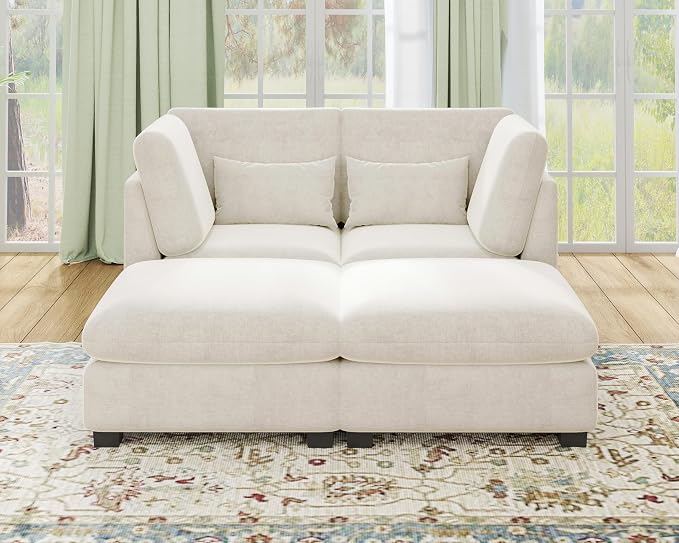 77" Oversized Chenille Couch Modular Sectional Sofa, Washable Cloud Couch by CHICHOUSE
