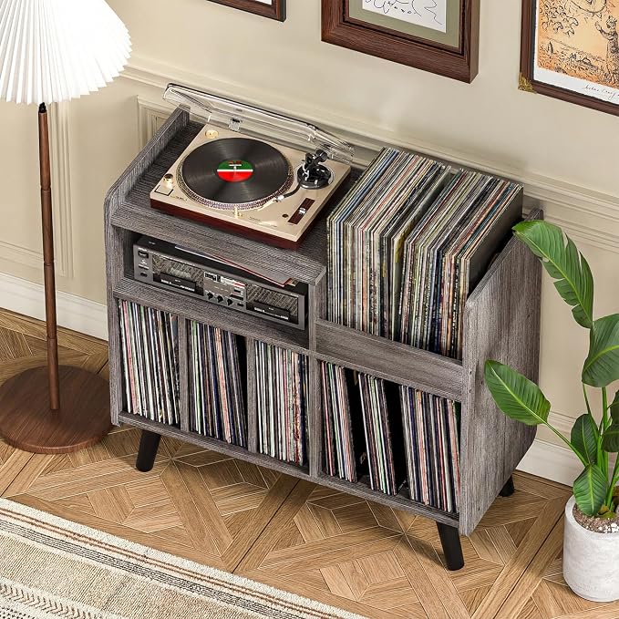 Record Player Stand, Large Record Player Table Cabinet - Image 6