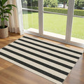 Black and White Striped Entry Rug, 3x5 Non-Slip Indoor Outdoor Rugs | Washable by Othilic