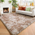Amdrebio Beige Tan Furry Area Rug 4x6 by Amdrebio