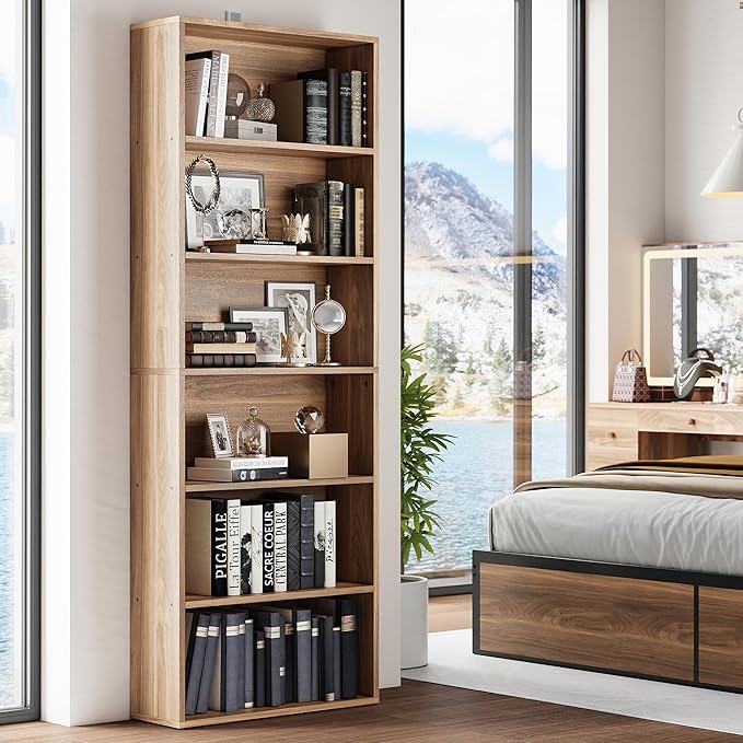 IRONCK Bookshelves and Bookcases Floor Standing 6 Tiers Display Storage Shelves - Image 2