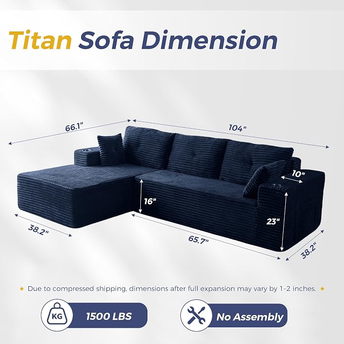 MAXYOYO 104" Modular Sectional Couch - Image 2