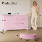 BORNOON Fluted 6 Drawer Dresser, 47.2" Wide Modern Boho Chest of Drawers - Image 2