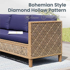 PHI VILLA Sectional Outdoor Couch, L-Shaped Wicker Patio Sofa Set, Small Rattan - Image 3