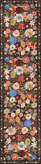 Black Brown Floral Hallway Runner Rug 2'6''x14' - Image 3