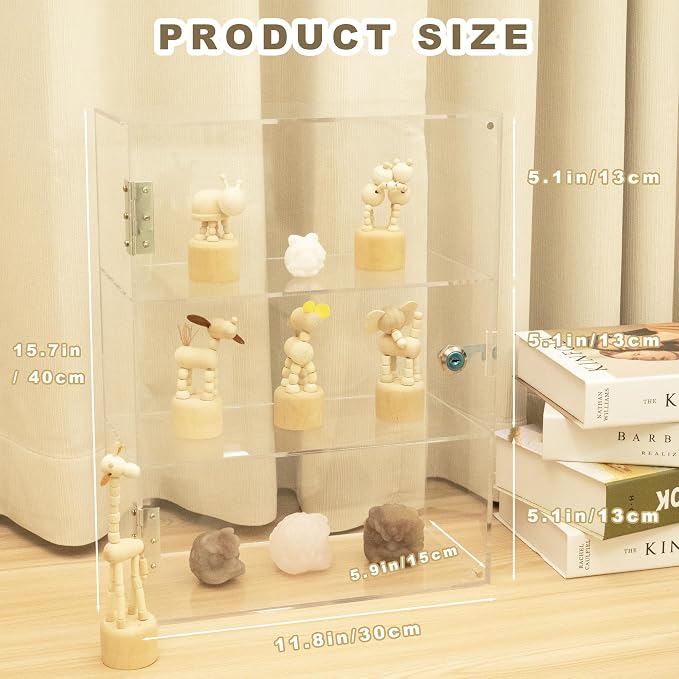Acrylic Display Case with Lock Key, 3 Shelf Locking Countertop Display Case - Image 2