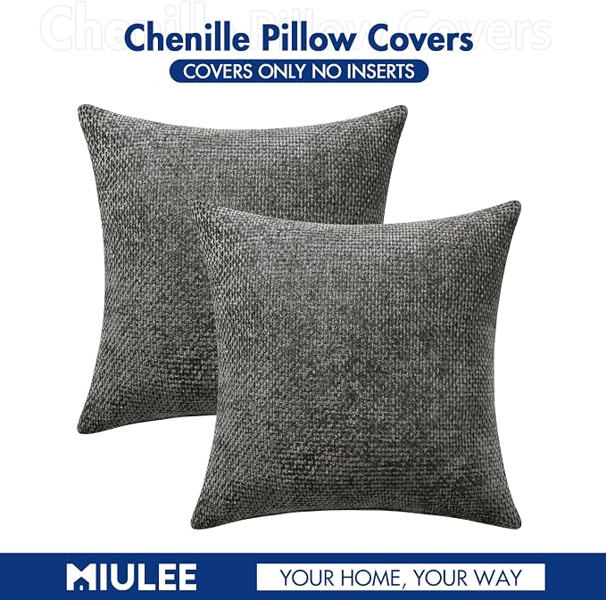 MIULEE Decorative Couch Throw Pillow Covers 20x20 Inch Dark Gray 2 Pack | - Image 7