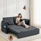 63" Velvet Convertible Sleeper Loveseat Sofa Bed, Pull Out Couch Bed - Image 4