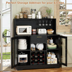 Unikito Wine Bar Cabinet with LED Light, Liquor Cabinet with Wine Rack and - Image 7