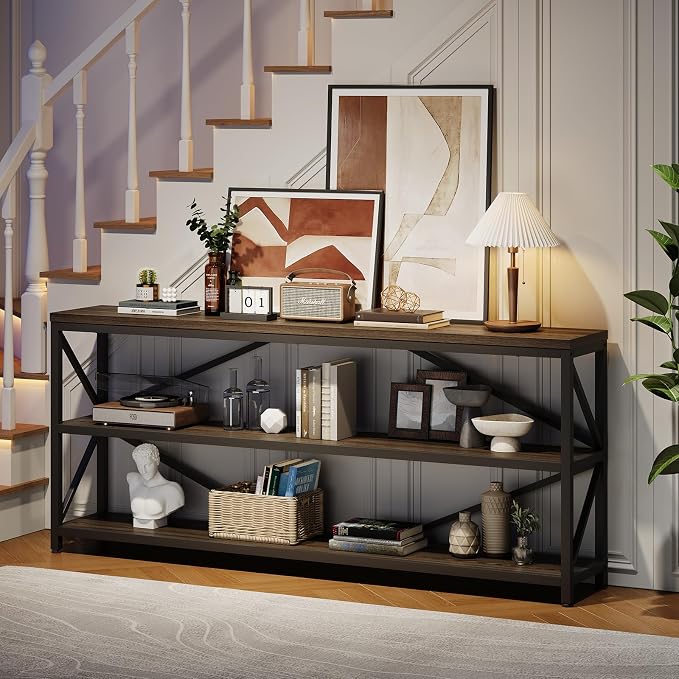 ONBRILL Industrial Console Sofa Table, 70.8 Inch Extra Long Entryway Table - Image 6