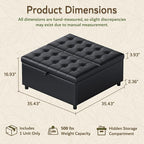 LINLUX Extra Large Leather Storage Ottoman, 35.5 Inch Large Square Lift Top - Image 2