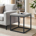 CENSI Modern Grey Square End Table, Extra Thick 1.6" Wood Top & Metal Frame - Image 2