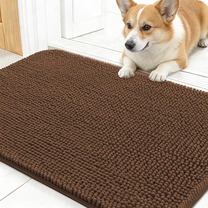 OLANLY Dog Door Mat for Muddy Paws 24x16, Super Absorbent Chenille Mud Mat | by OLANLY