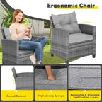 COSTWAY 3-Piece Patio Furniture Set, Outdoor Wicker Rattan Sofa - Image 5