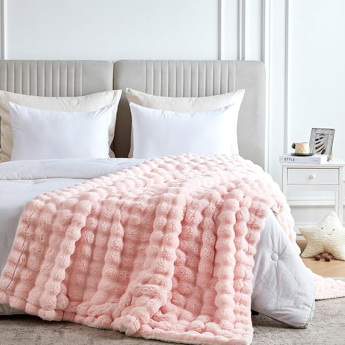 60x80 Inches Ultra-Soft Fuzzy Faux Fur Plush Twin Size Blanket - Image 7