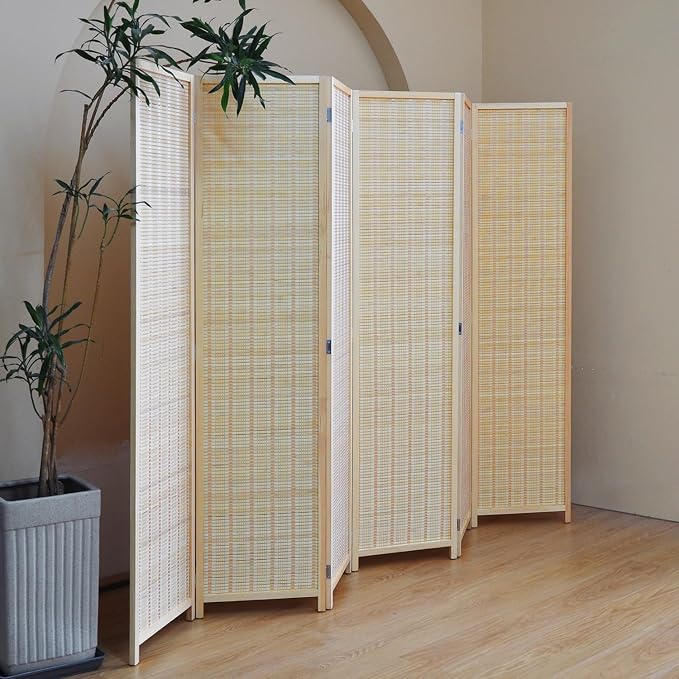 Furnnylane 6 Panel Bamboo Room Divider – 5.6 ft Tall Folding Privacy Screen - Image 4