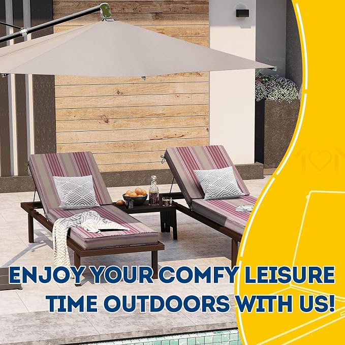 AAAAAcessories Outdoor Chaise Lounge Cushions, Fade-Resistant, Waterproof Patio - Image 6