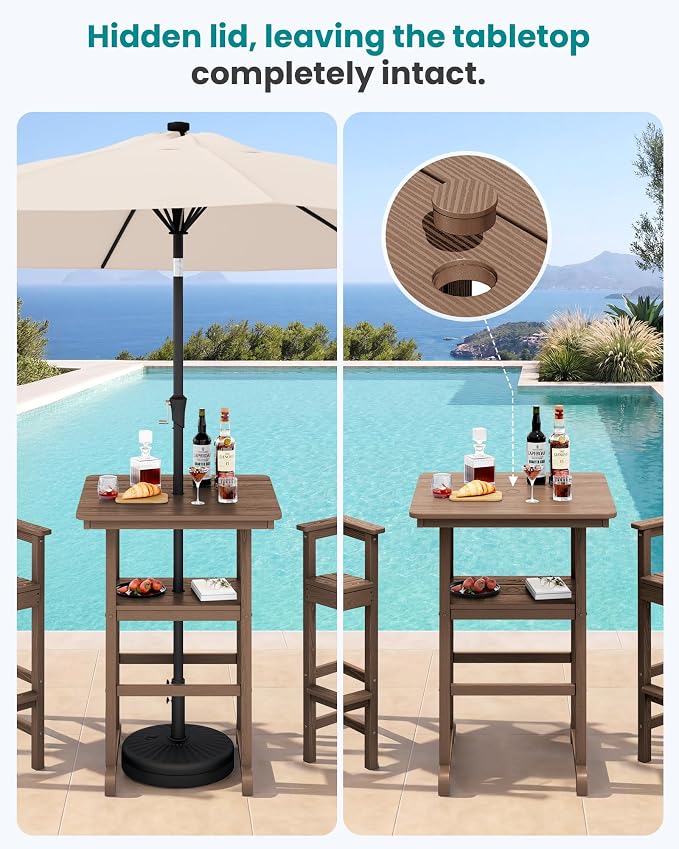 SERWALL Balcony Adirondack Chairs and Table 3 Pieces Set, Oversize Adirondack - Image 2