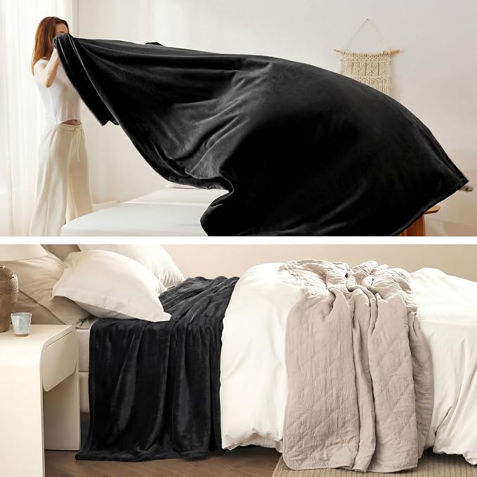 Bedsure GentleSoft Fleece Halloween Blankets Queen Size Black - Image 5