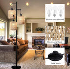QIYIZM Floor Lamp for Living Room, 3-Lights Boho Rattan Tree Floor Lights - Image 5
